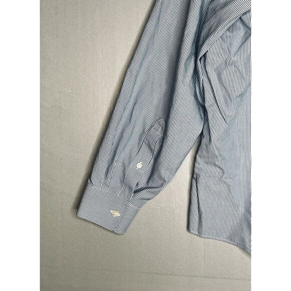 Eddie Bauer Sz XXL Wrinkle Free Relaxed Fit Long Sleeve Shirt Blue White Striped - Picture 5 of 8